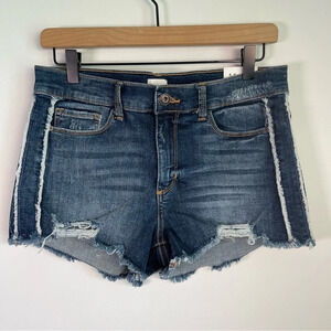 Sneak Peek Mid Rise Side Stripe Blue Jean Shorts size large NWT